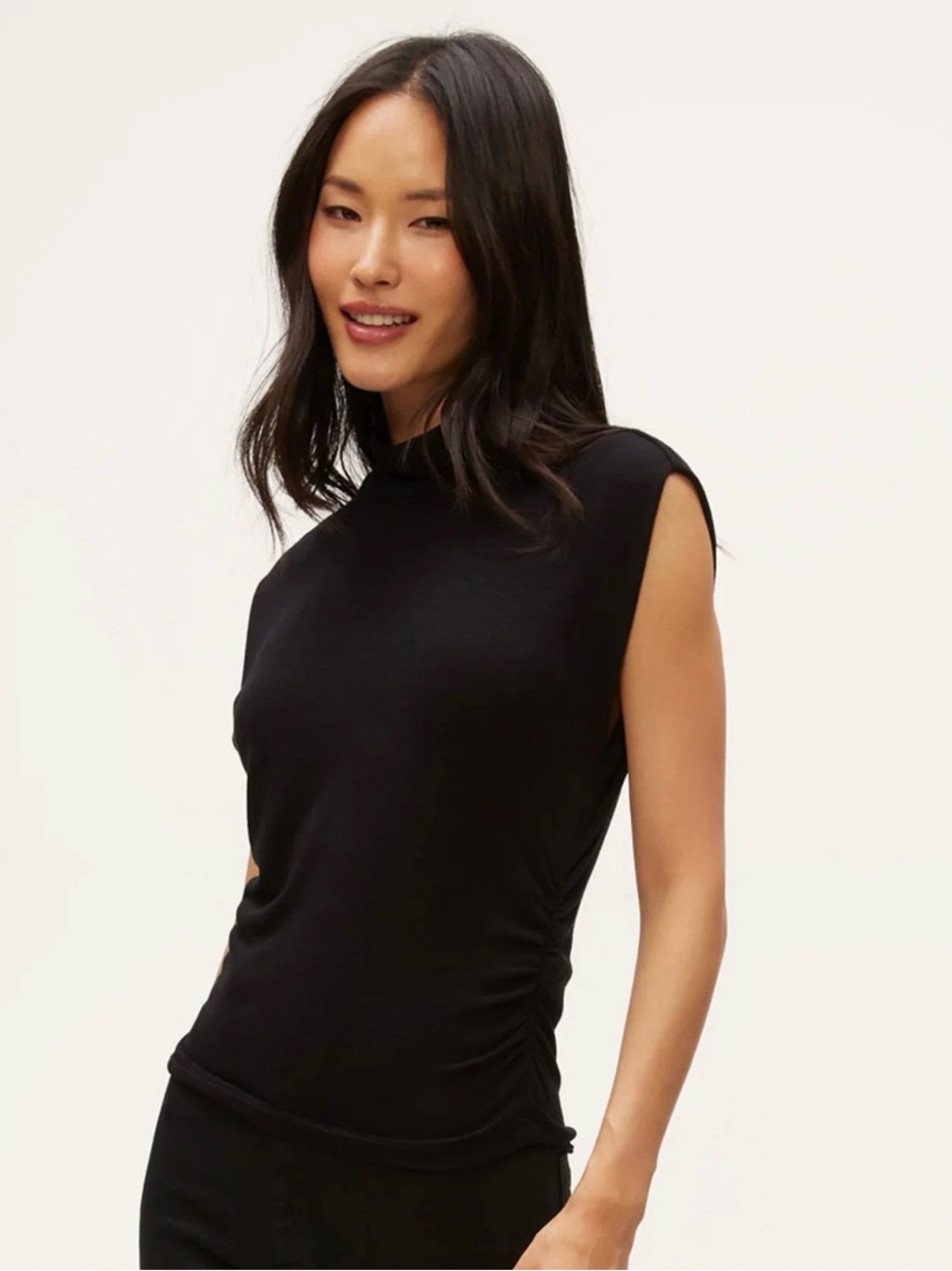 Michael Stars Black Sleeveless Tina Mock Neck Tank